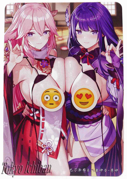 Card Genshin Impact Shogun Raiden & Yae Miko Cartoon Edition - 7/9
